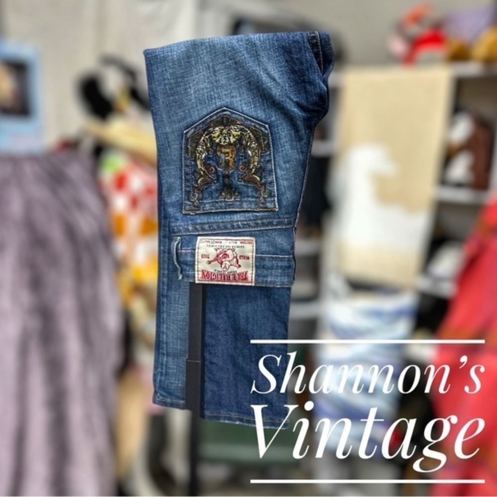 True Religion Billy Sz 25 X 32 Embroidered Pocket Jeans A36